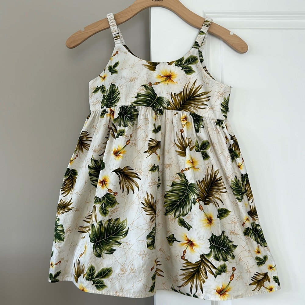 Ky's Hibiscus Floral Print Bungee Dress Made in Hawaii Cotton Poplin Size 8